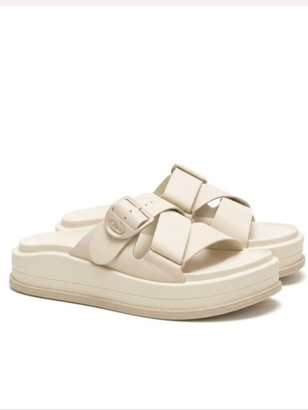 Chaco Townes Midform Slide Sandals In Cream